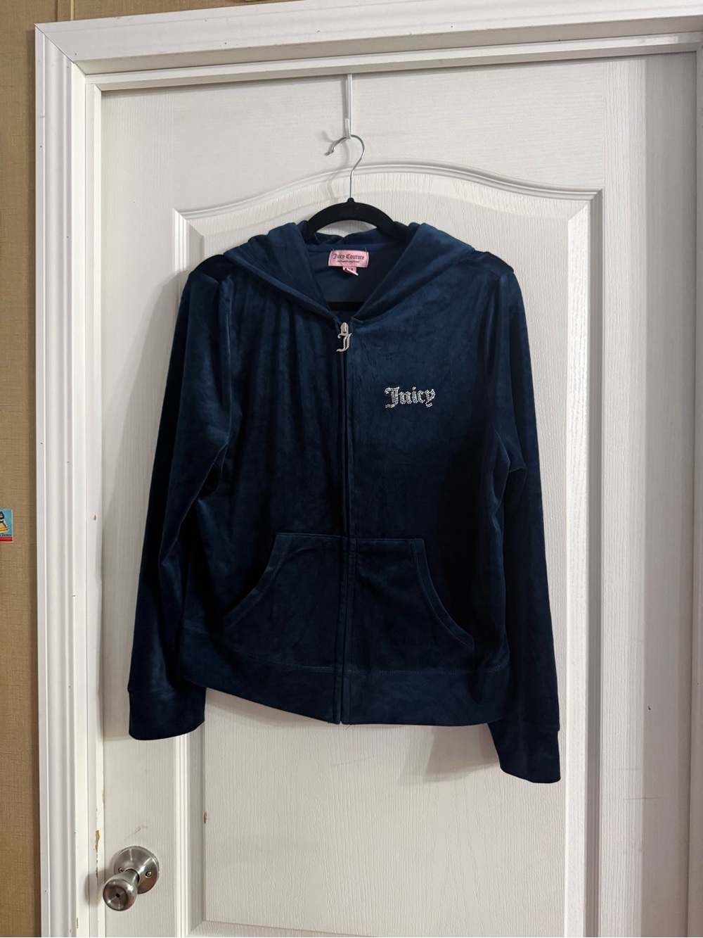 Juicy Couture Blue Velour Velvet Full Zip Jacket XL. O-12